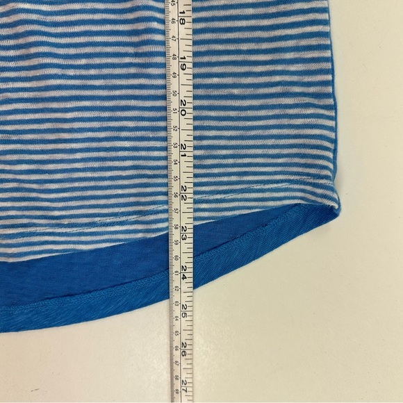 Tommy Bahama Blue Striped Linen Top Womens Small Petite 3/4 Sleeves Knit - Picture 6 of 7